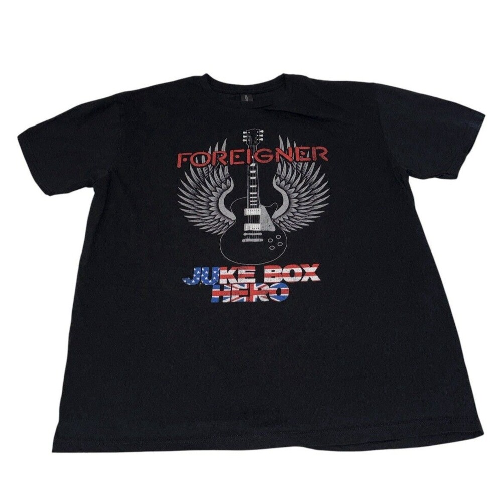 Foreigner Jukebox Hero Mens Medium T-Shirt Black Short Sleeve Graphic Band Tee